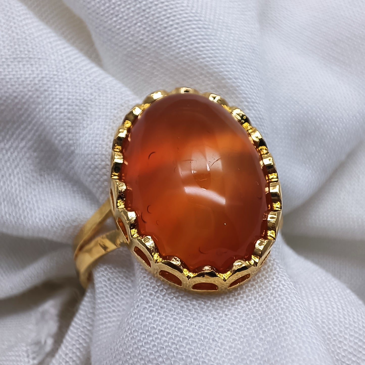 Natural Agate Gold Ring /Uk26