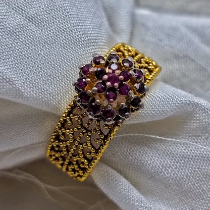 Handmade Ruby Floral Cocktail Ring/uk25