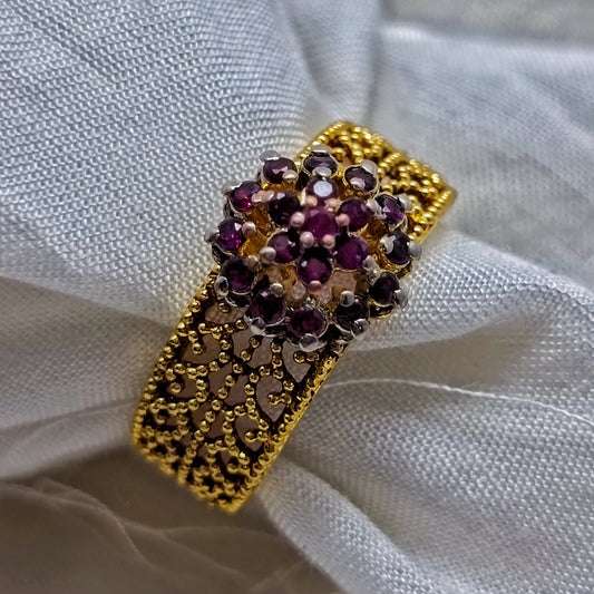 Handmade Ruby Floral Cocktail Ring/uk25