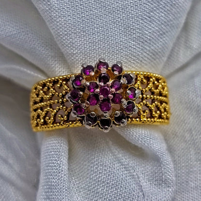 Handmade Ruby Floral Cocktail Ring/uk25