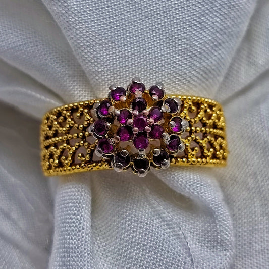 Handmade Ruby Floral Cocktail Ring/uk25