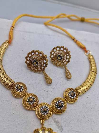 Antique Gold-Plated Filigree Necklace Set
