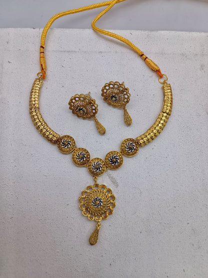Antique Gold-Plated Filigree Necklace Set