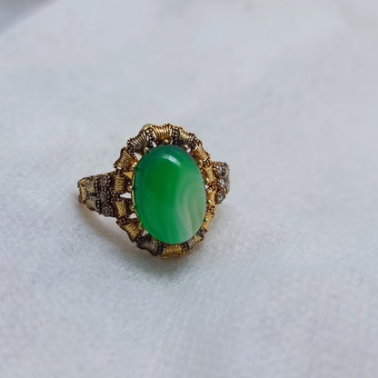 Handmade Gold Plated Gemstone Rings for Women - Multi-Color Oval Stone Statement/uk28