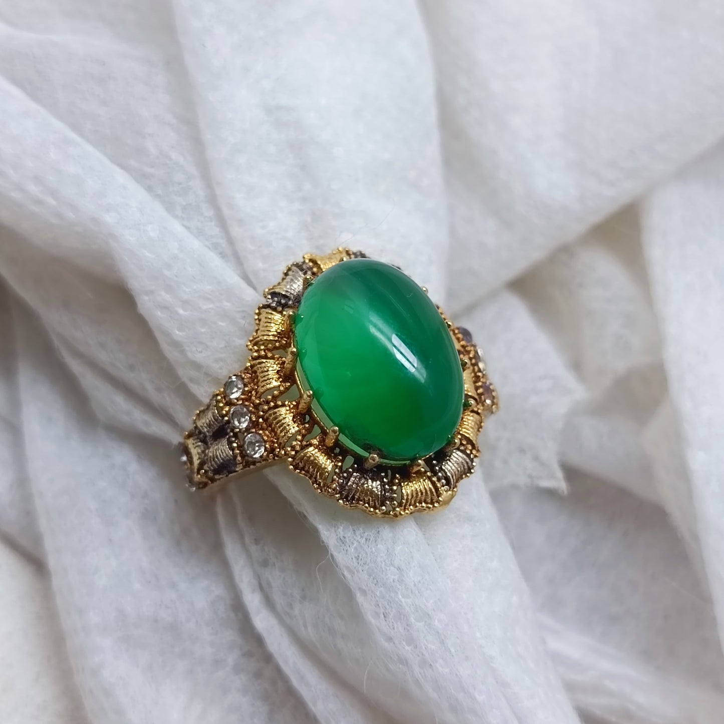 Handmade Gold Plated Gemstone Rings for Women - Multi-Color Oval Stone Statement/uk28