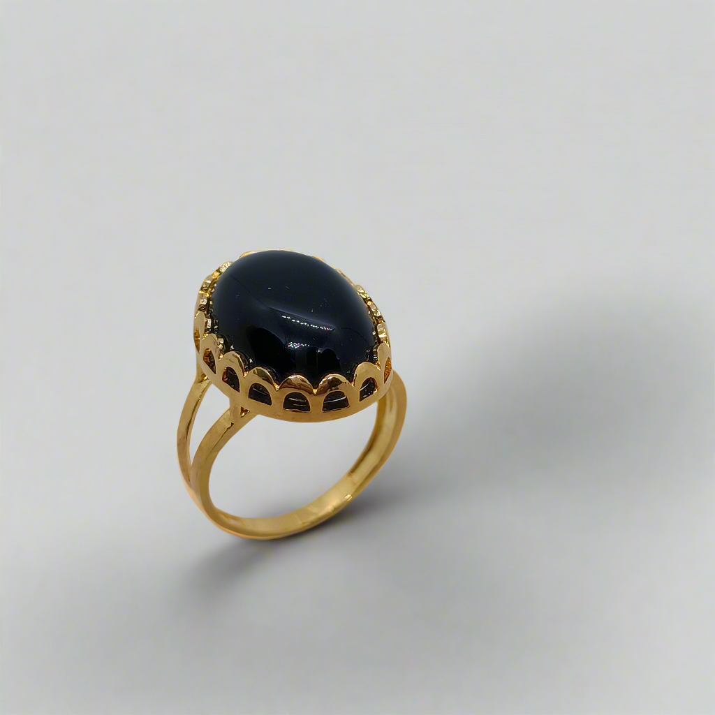 Agate Black Stone Ring