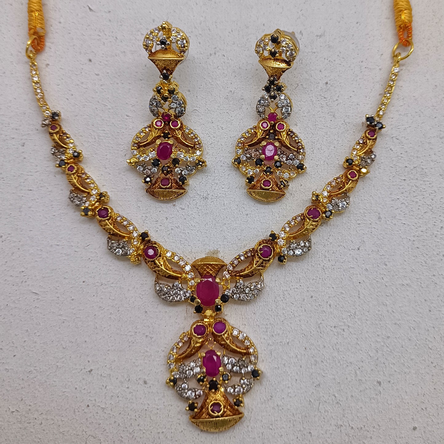 Luxury Multi-Gemstone Statement Necklace – Royal Ruby & Emerald /Uk12