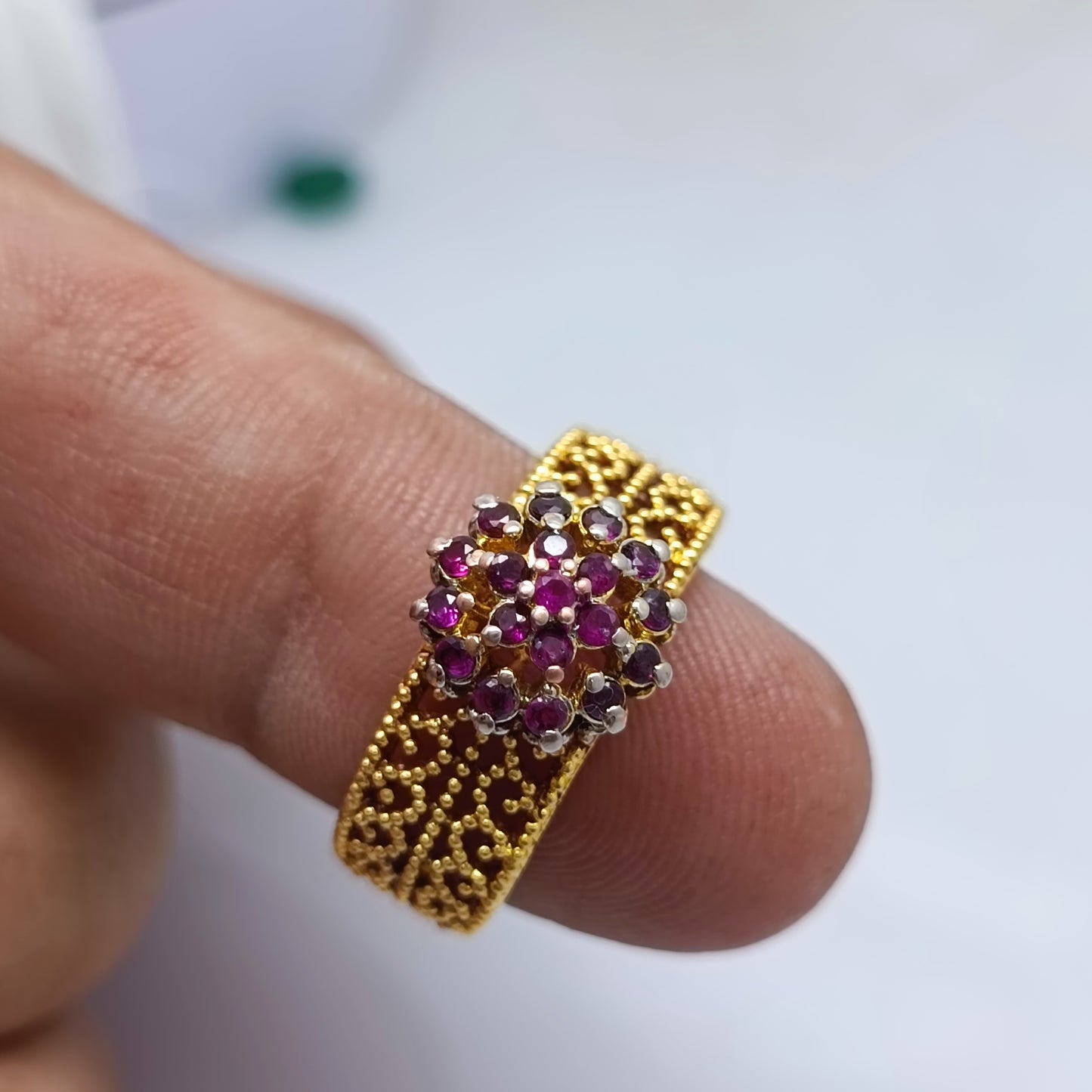 Handmade Ruby Floral Cocktail Ring/uk25