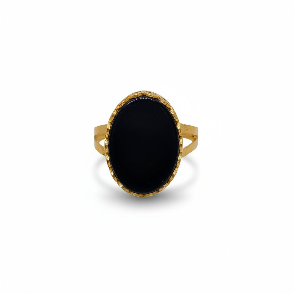 Real Black Agate Statement Ring/Uk27