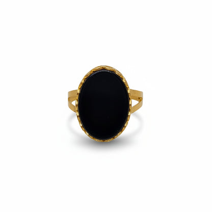 Real Black Agate Statement Ring/Uk27