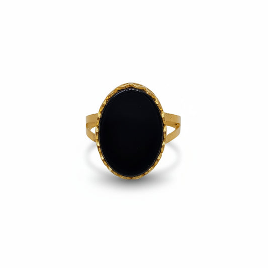 Real Black Agate Statement Ring/Uk27