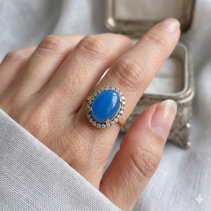 Elegant Blue Sapphire Halo Ring – Gold Plated Band/uk1180b