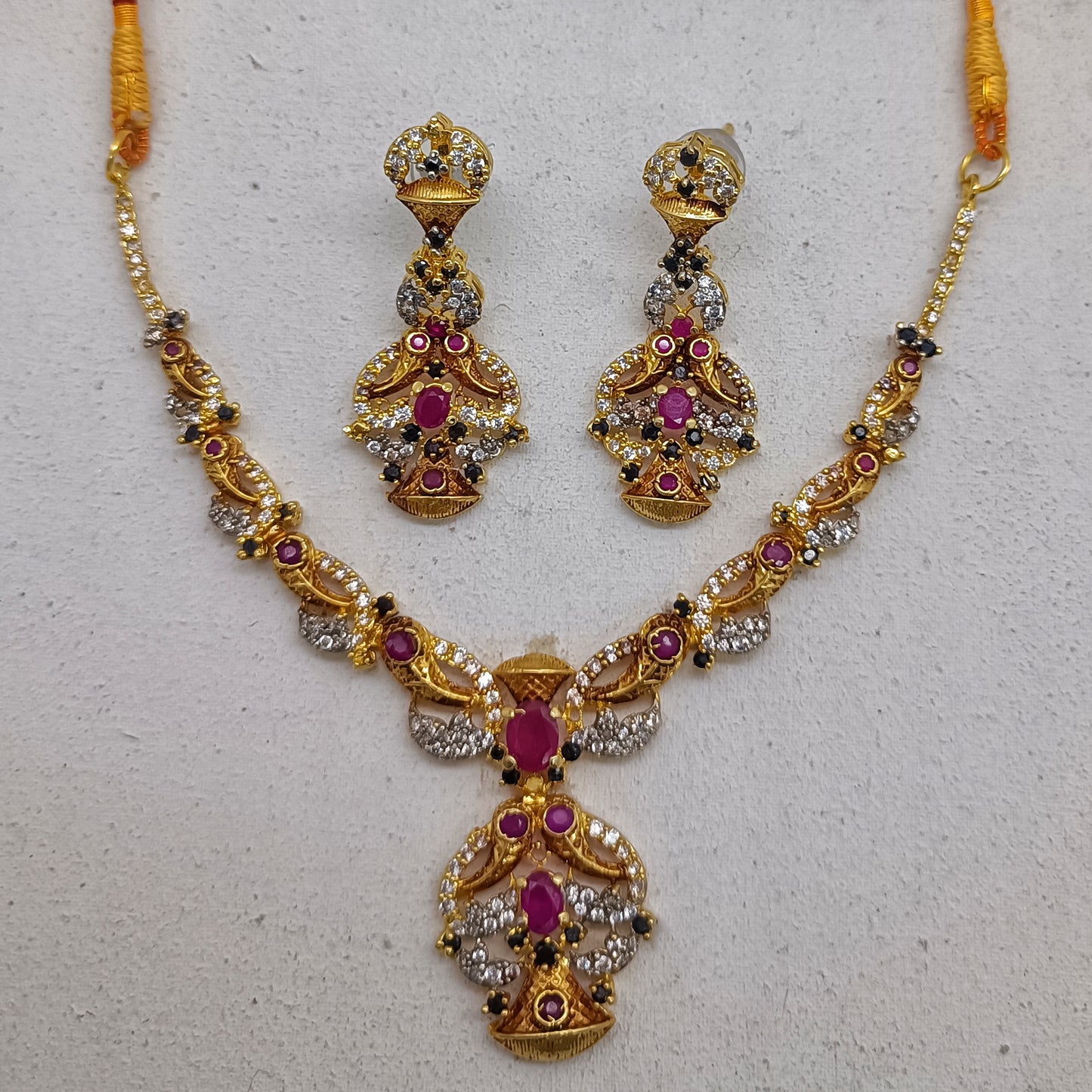 Luxury Multi-Gemstone Statement Necklace – Royal Ruby & Emerald /Uk12