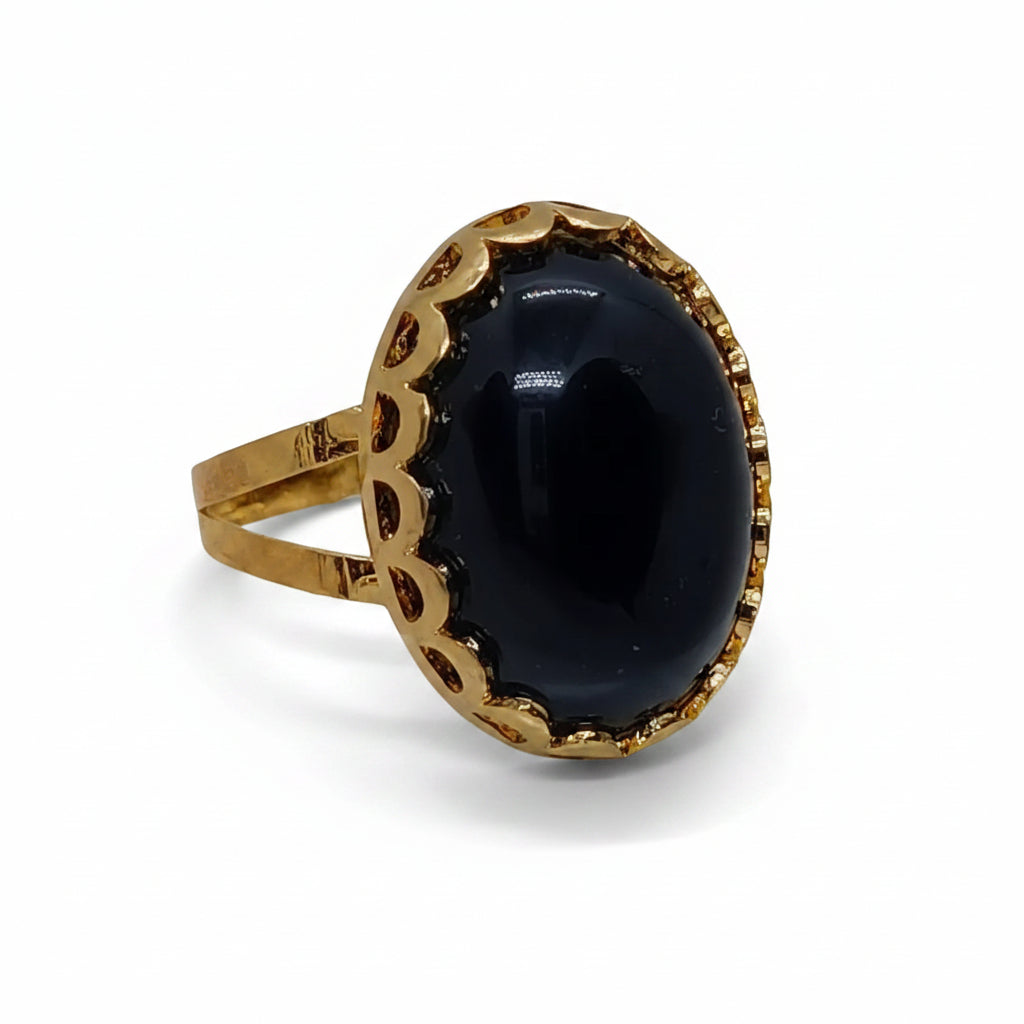 Natural Agate Gold Ring – Authentic Banded Gemstone – Unique Earthy Statement Jewelry/Uk29