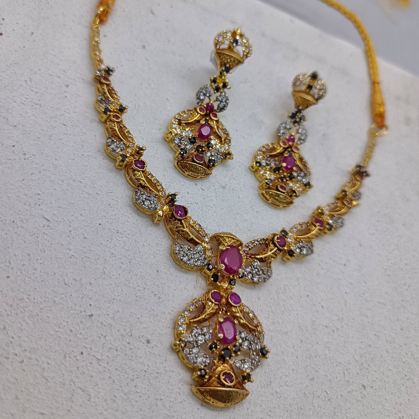 Luxury Multi-Gemstone Statement Necklace – Royal Ruby & Emerald /Uk12