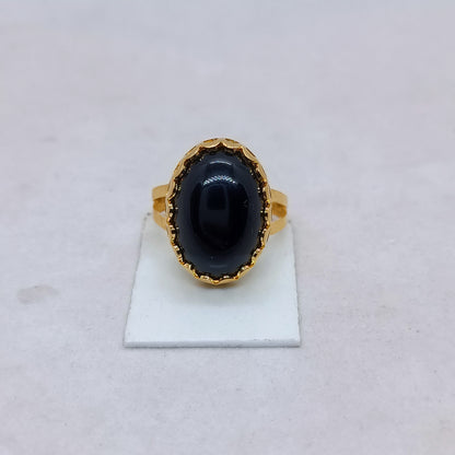 Natural Agate Gold Ring – Authentic Banded Gemstone – Unique Earthy Statement Jewelry/Uk29