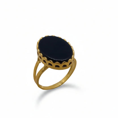 Real Black Agate Statement Ring/Uk27