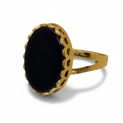 Real Black Agate Statement Ring/Uk27