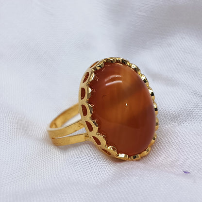 Natural Agate Gold Ring /Uk26