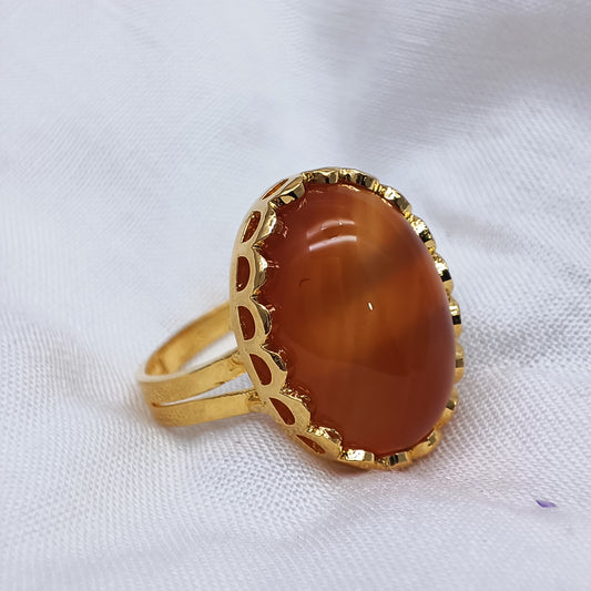 Natural Agate Gold Ring /Uk26
